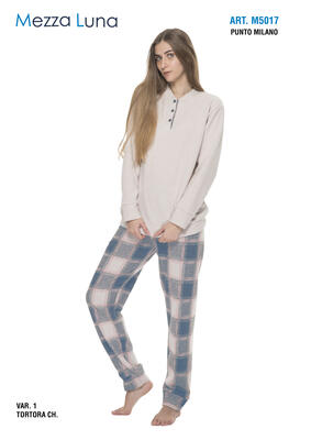 PIGIAMA DONNA M/L M5017 Ingrosso MEZZA LUNA Tellini S.r.l.